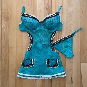 Teal, White and Black Maid Négligée from VS